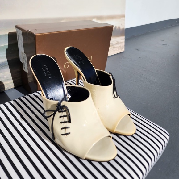 Gucci Dress Sand Pelle Leather Off White Sandals - Picture 3 of 7